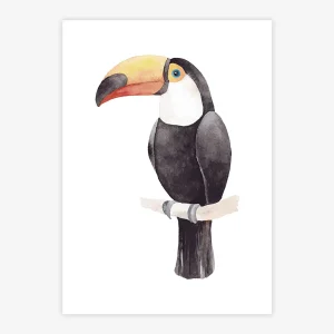 Quadro Infantil Tucano Aquarela - Vertical