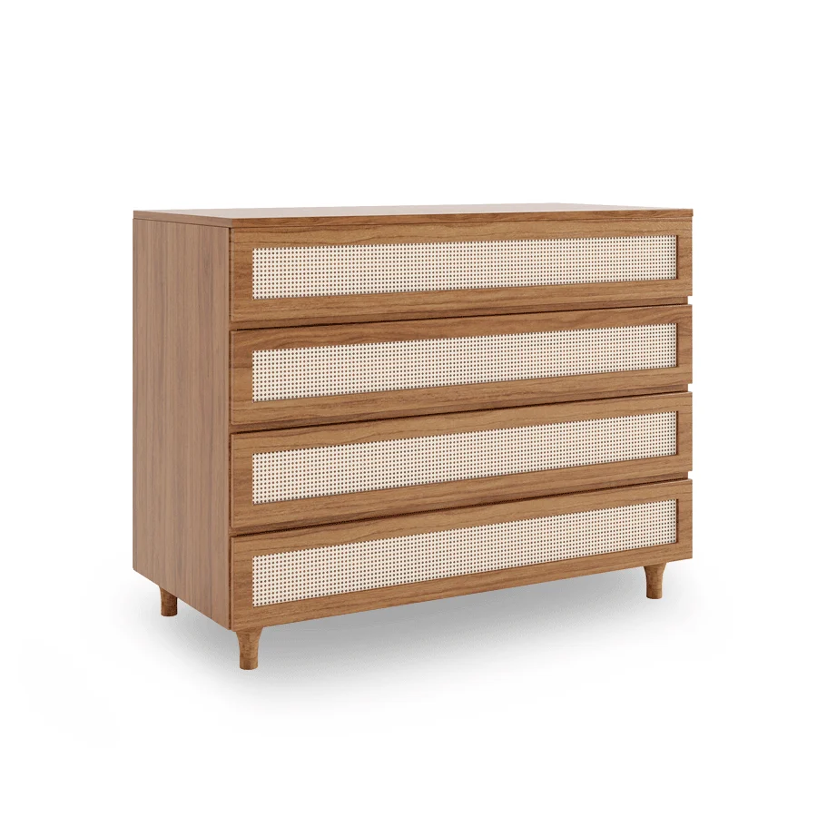 Cômoda de Bebê Haus Nature com Palha e 4 Gavetas 110cm - Freijó - Image 6