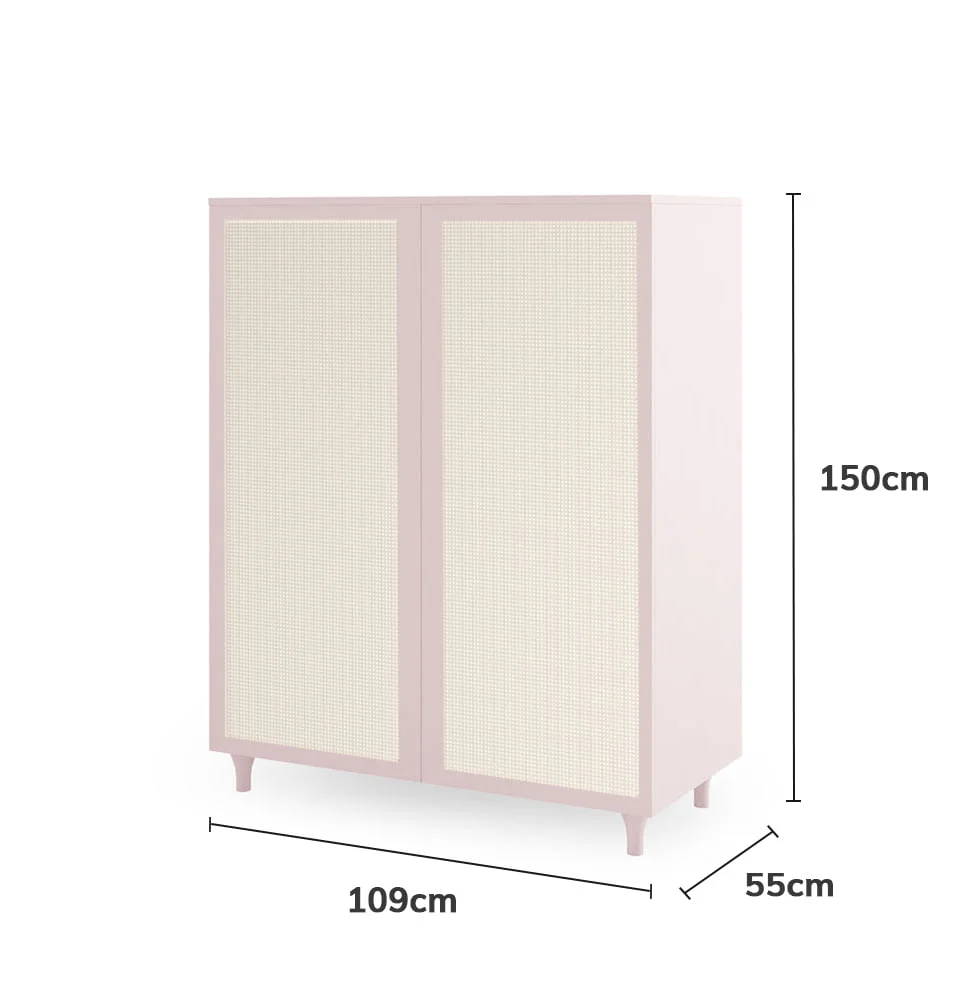 Roupeiro Haus Nature 2 Portas Com Palha - Rosa - Image 3