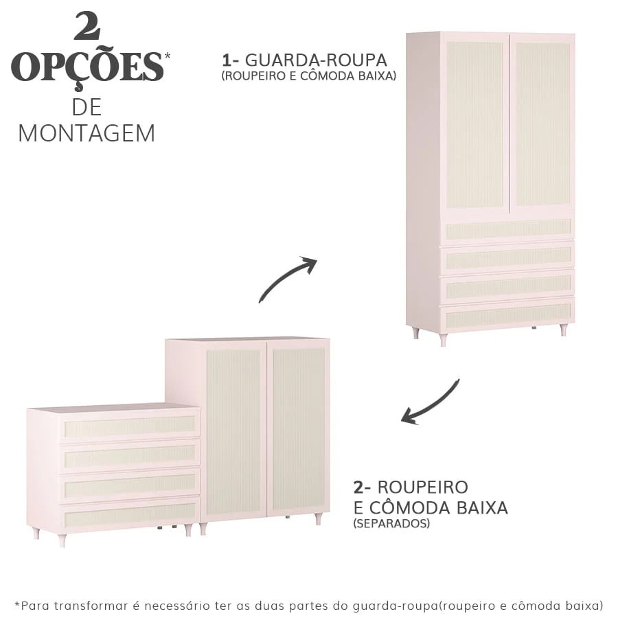 Roupeiro Haus Nature 2 Portas Com Palha - Rosa - Image 5