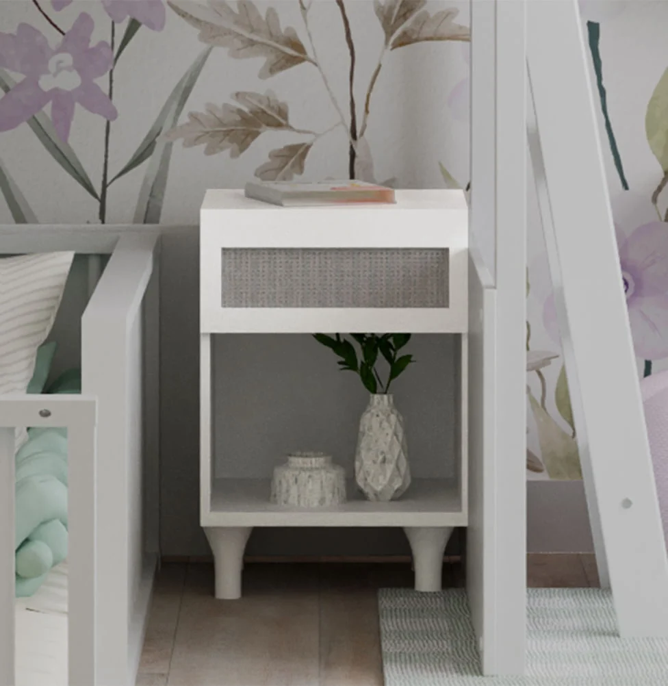 Mesa de Cabeceira Haus Nature com Gaveta e Palha - Branco - Image 3