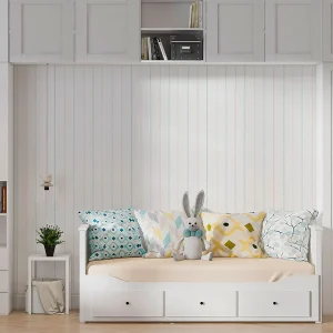 Papel de Parede Listra Com Folhas Paris Cru