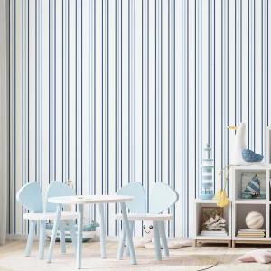 Papel de Parede Infantil Listra 3 Cores Azul