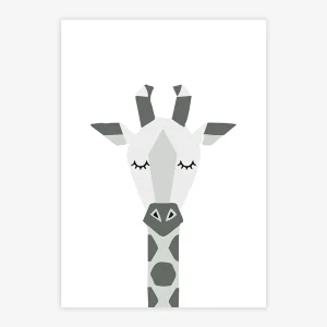 Quadro Infantil Girafa Moderno Cinza - Vertical
