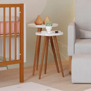 Par de Mesa de Apoio Viena Com Pé Mel - Branco