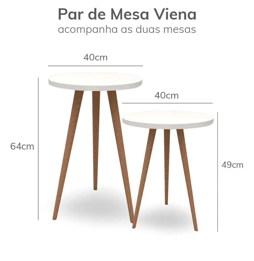 Par de Mesa de Apoio Viena Com Pé Mel - Branco - Image 3