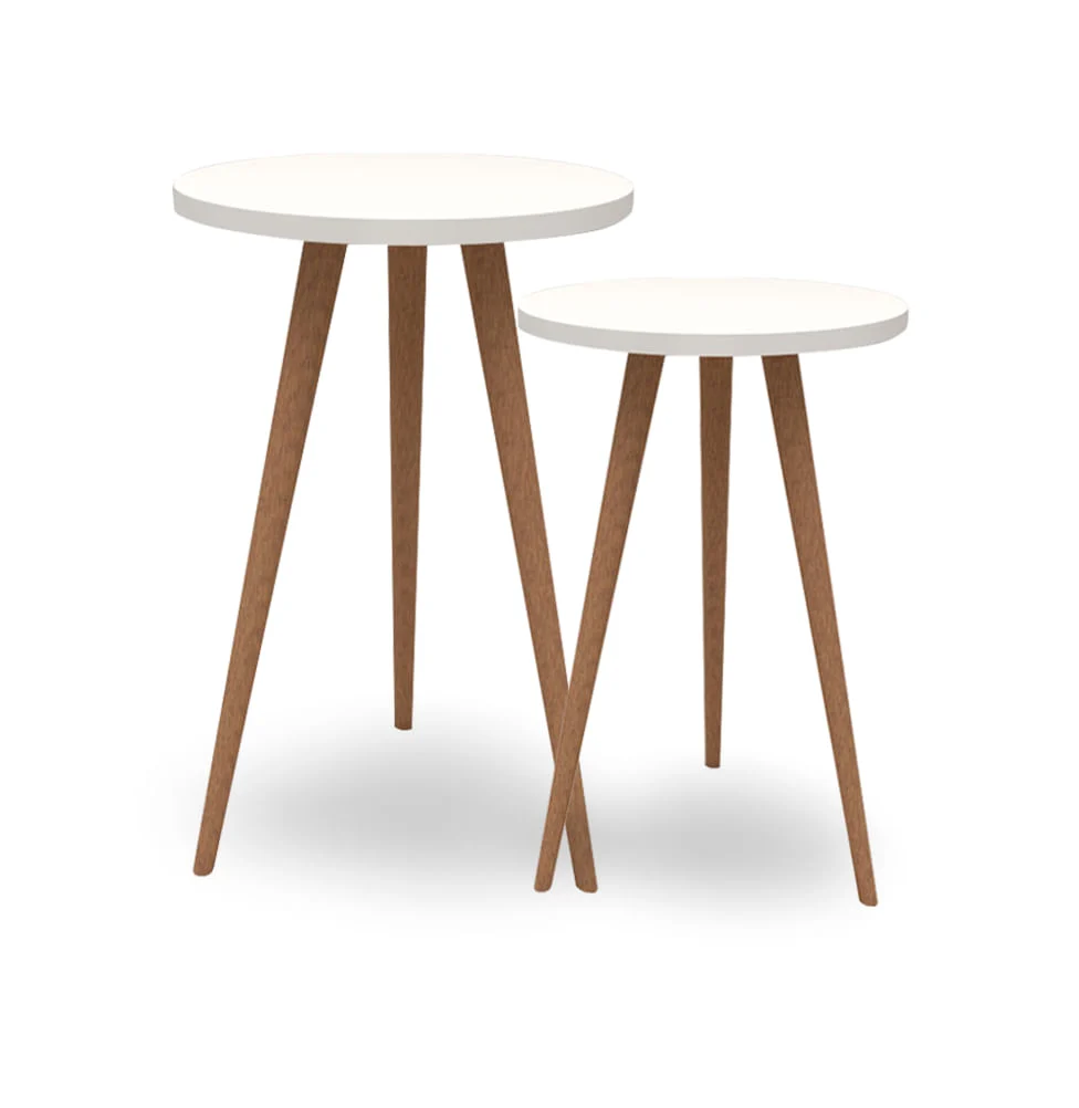 Par de Mesa de Apoio Viena Com Pé Mel - Branco - Image 4