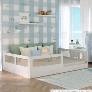 Cama Montessoriana Casal Haus Com Palha - Branco