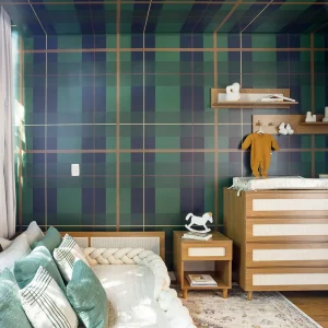 Papel de Parede Infantil Xadrez Polo - Verde