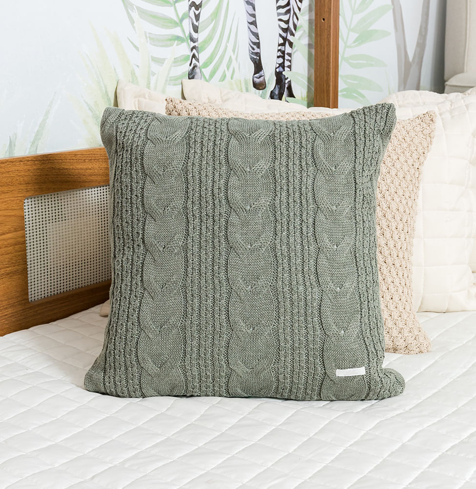 Capa de Almofada Tricot Dalia 50cm x 50cm - Verde Malva - Image 2