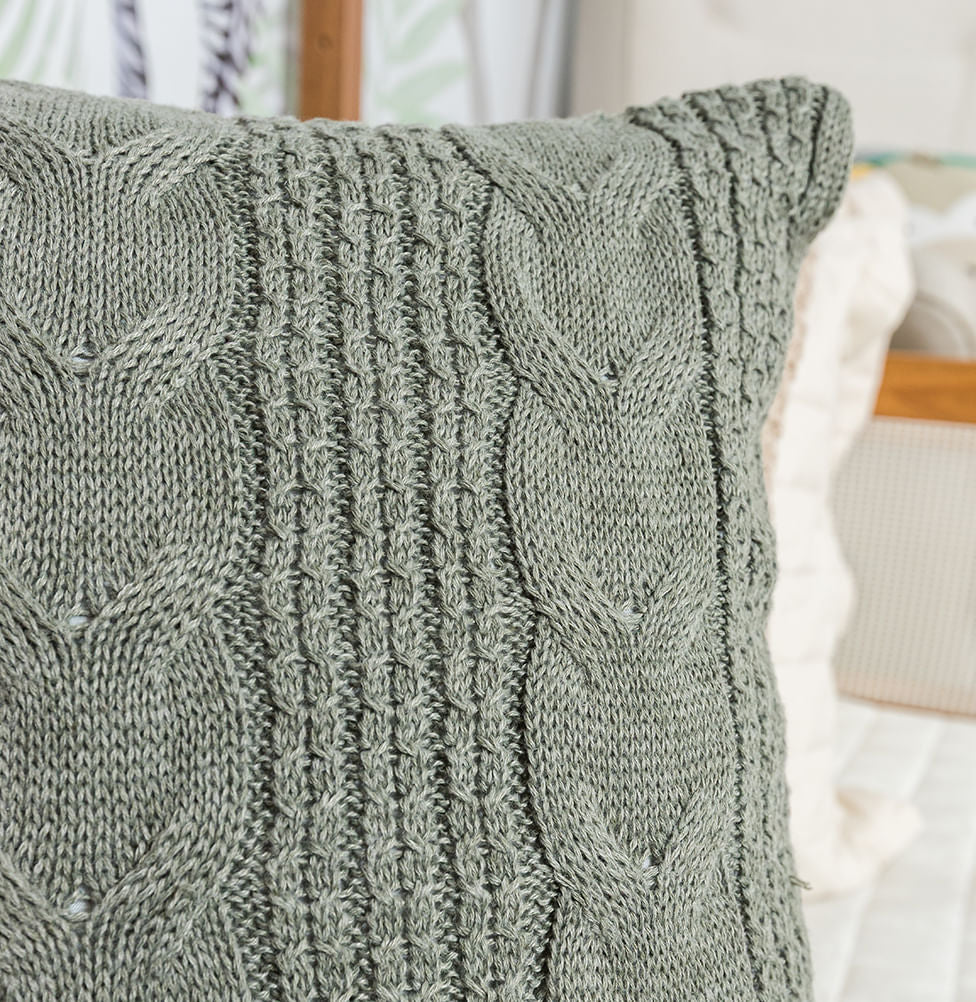 Capa de Almofada Tricot Dalia 50cm x 50cm - Verde Malva - Image 3