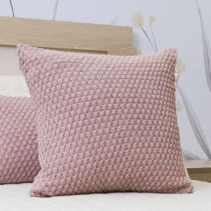 Capa de Almofada Tricot Colmeia 50cm x 50cm - Rosa