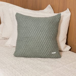 Capa de Almofada Tricot Colmeia 50cm x 50cm - Verde Malva