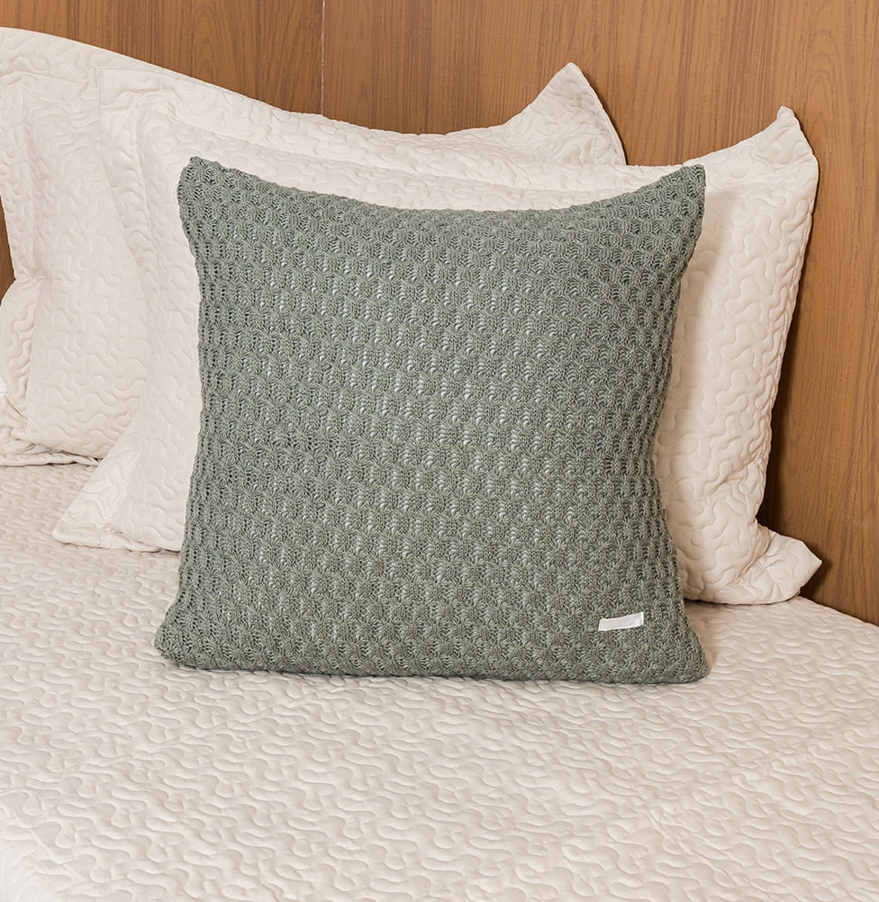 Capa de Almofada Tricot Colmeia 50cm x 50cm - Verde Malva - Image 2