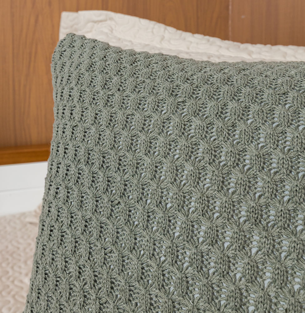 Capa de Almofada Tricot Colmeia 50cm x 50cm - Verde Malva - Image 3