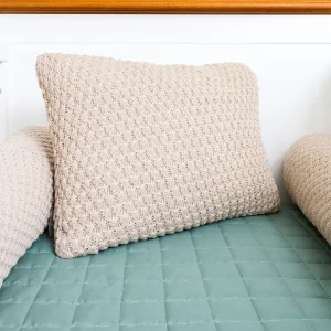 Almofada Tricot Colmeia 40x30cm - Bege Geada