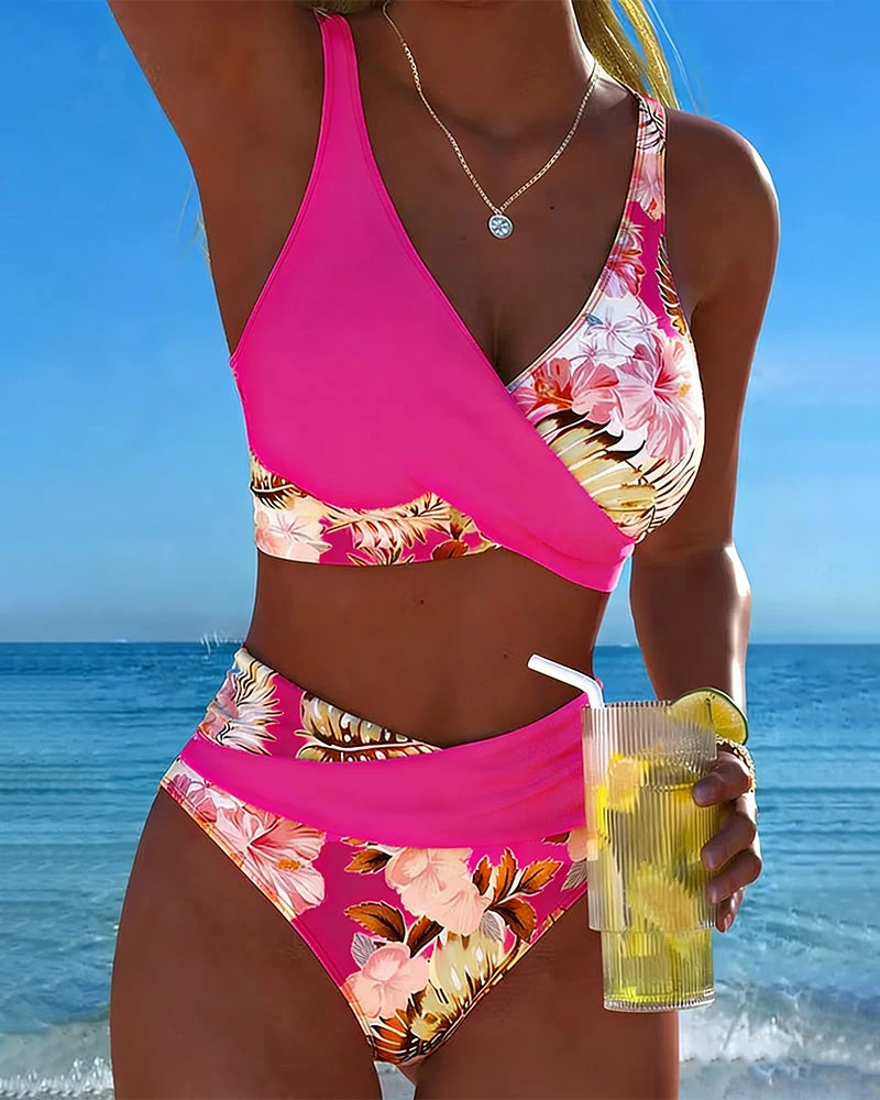 Lorena - Biquíni com estampado floral contrastante e fenda - Image 6