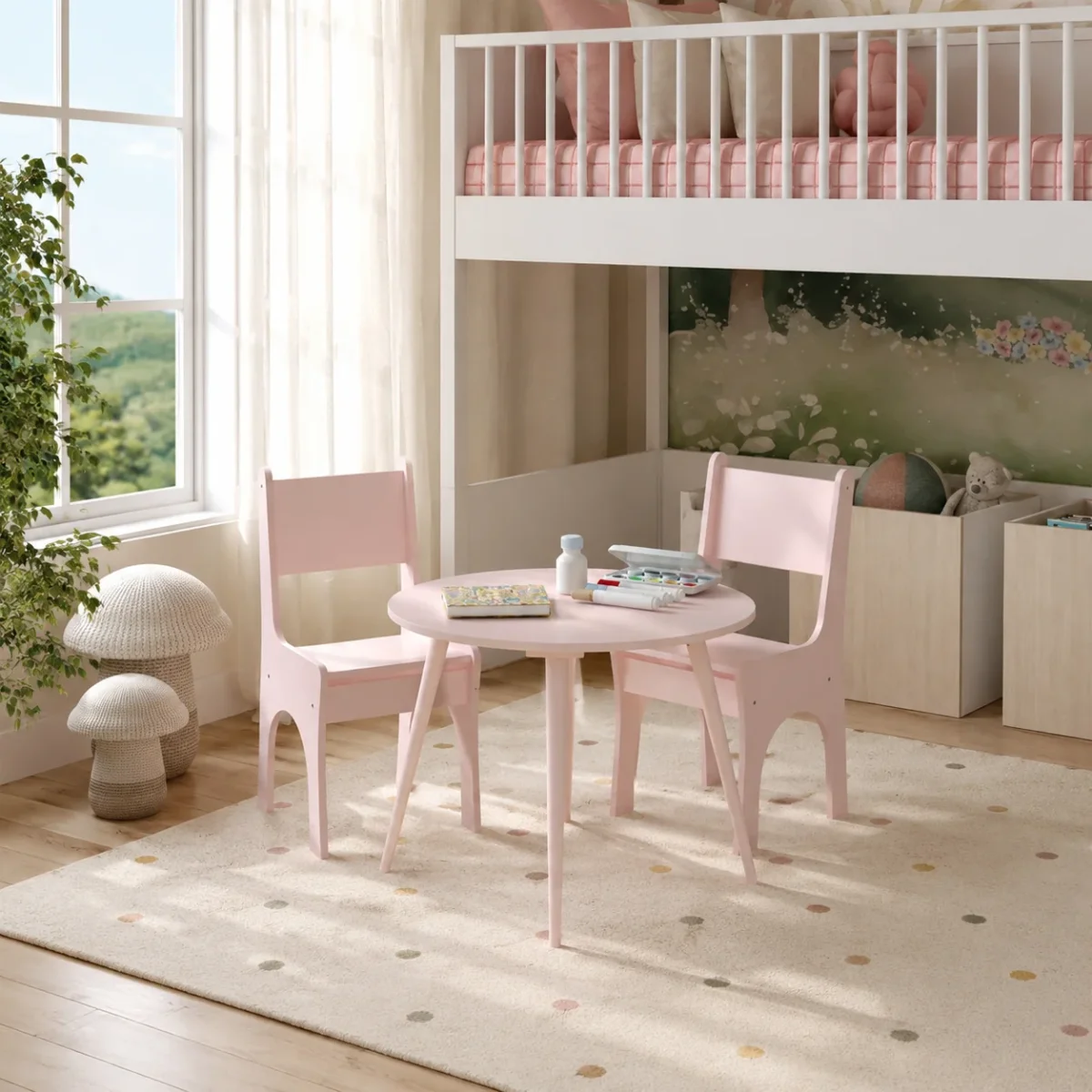 Mesa Infantil Viena Redonda - Rosa Claro - Image 3