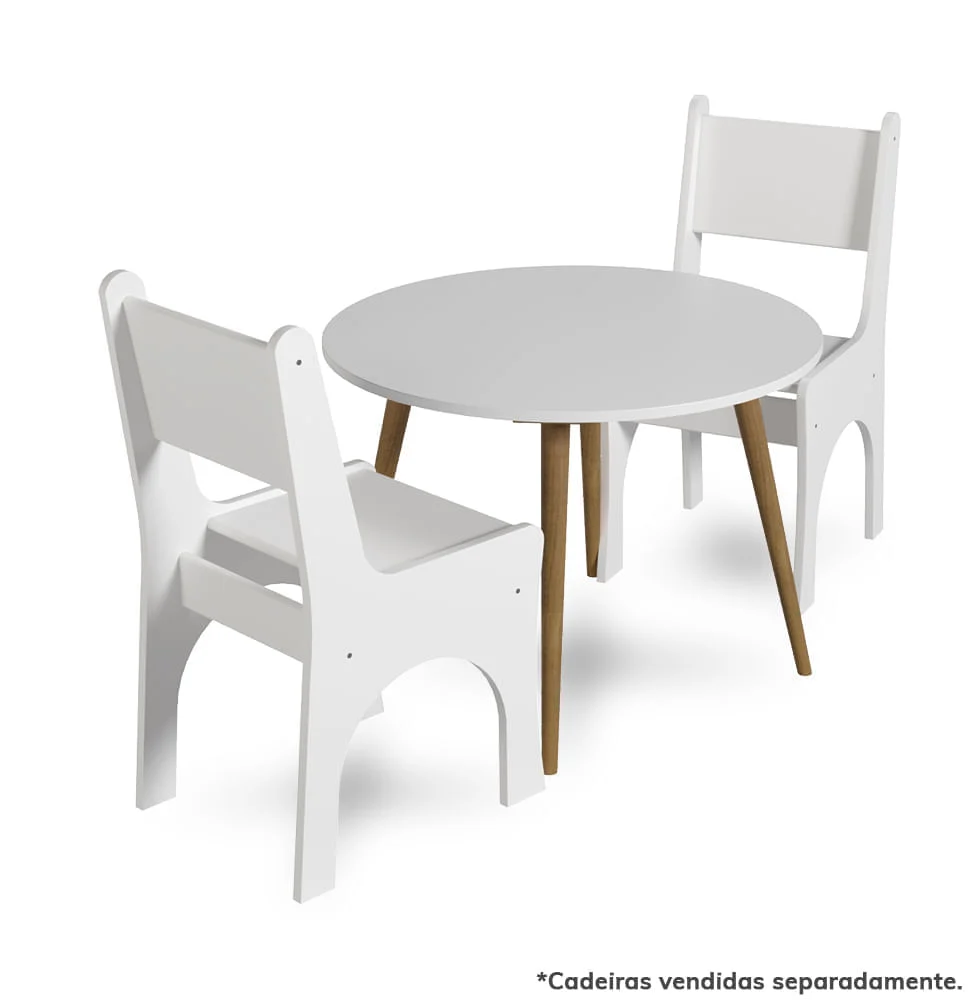 Mesa Infantil Viena Redonda - Branco e Freijó - Image 9