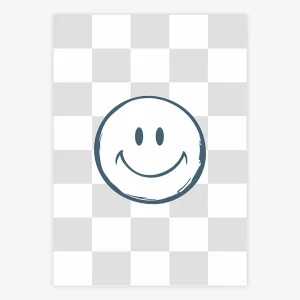 Quadro Smile com Xadrez Cinza - Vertical