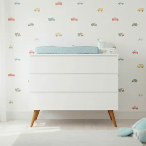 Cômoda de Bebê Viena Branco com Pé Mel