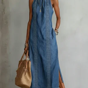 Júlia - Vestido de Denin com Renda Retro