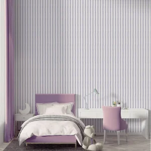 Papel de Parede Infantil Listra Aquarela Lilás