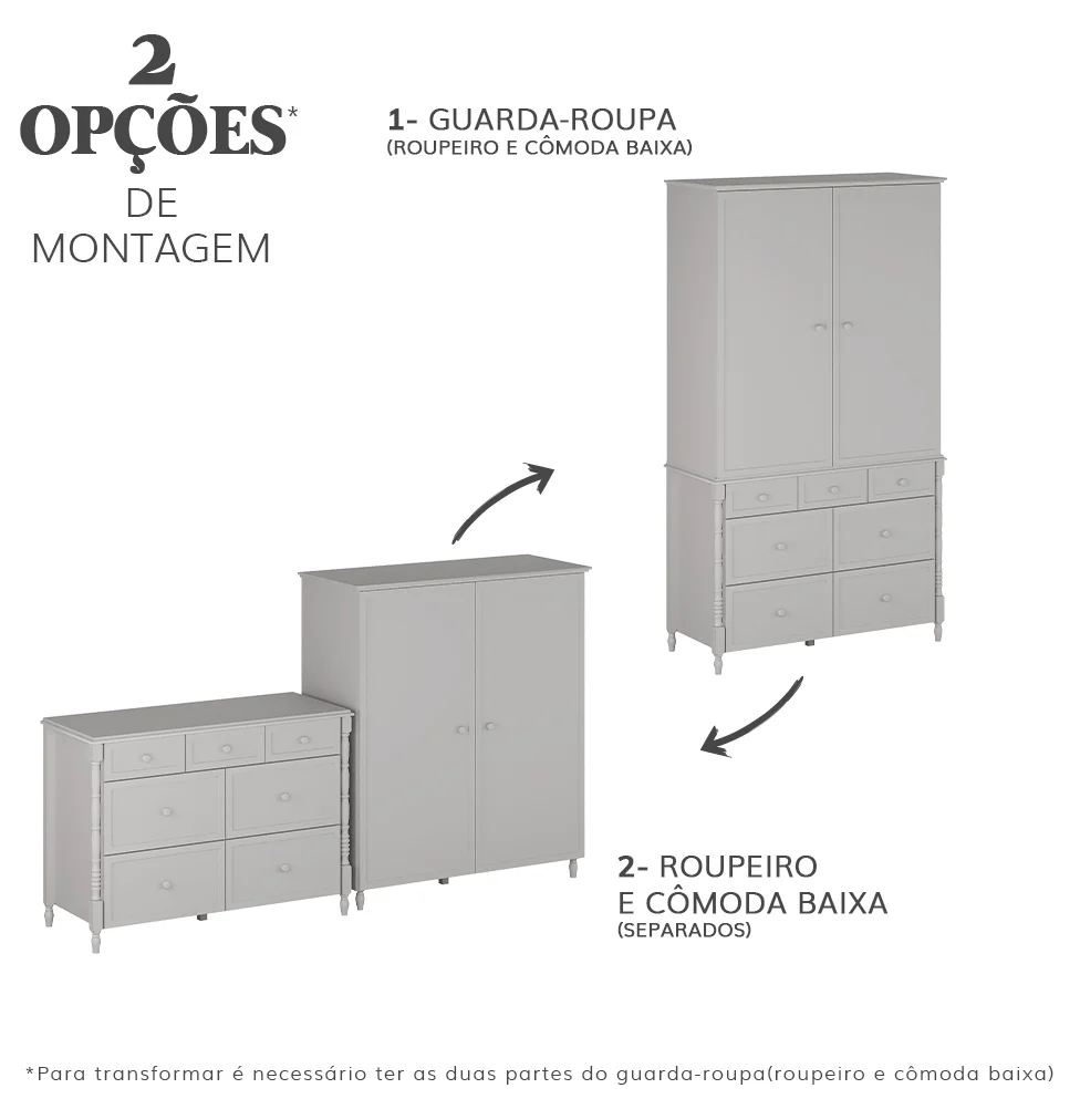 Cômoda de Bebê Monet 7 Gavetas 130cm - Greige - Image 5