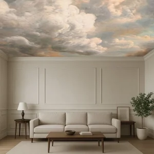 Papel de Parede Nuvens Realistas Azul - Mural