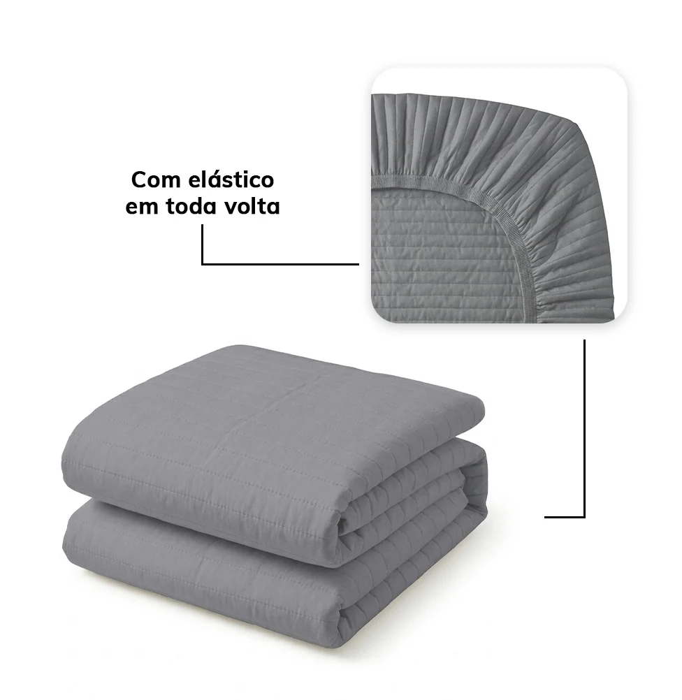 Colcha com Elástico para Berço Listra - Cinza - Image 6