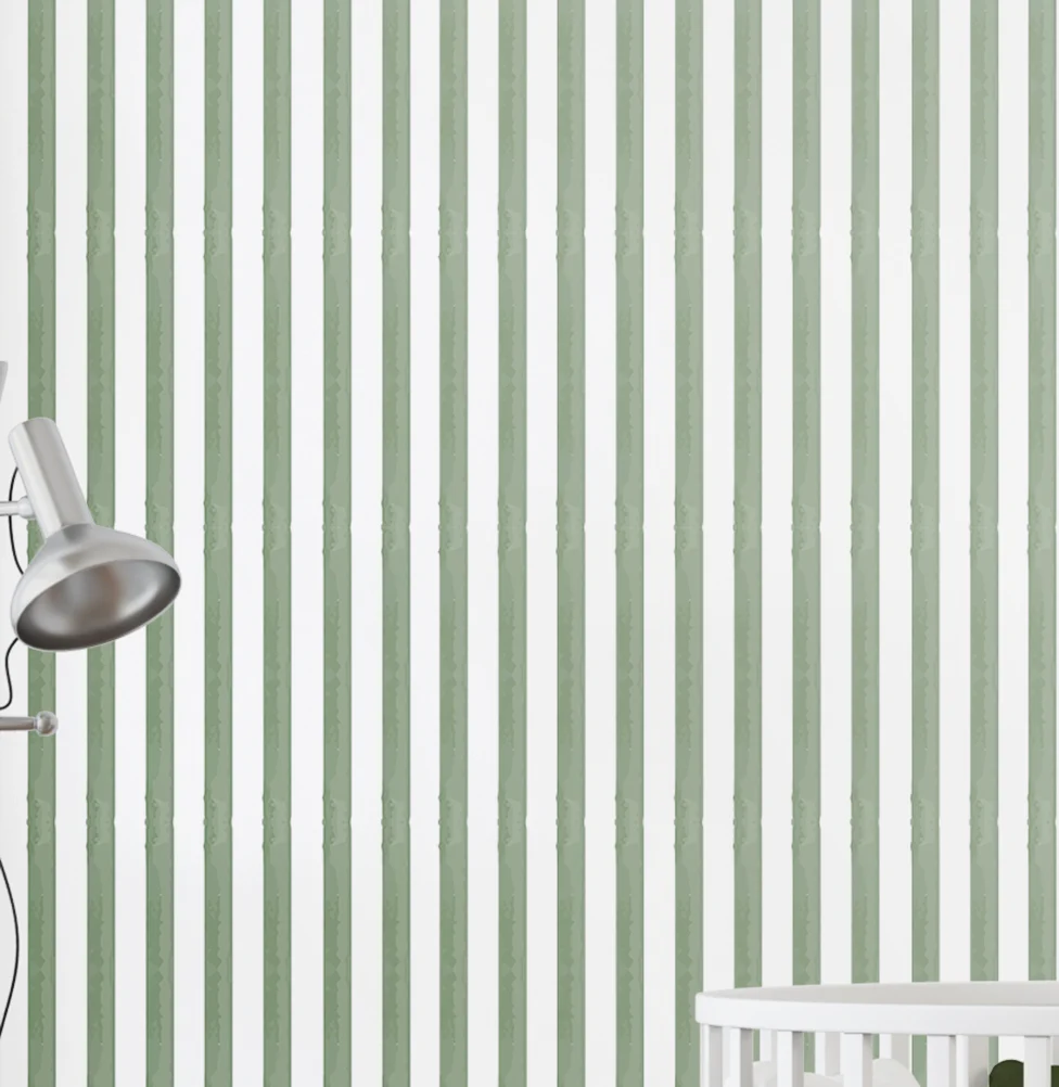Papel de Parede Infantil Listra Média Aquarela - Verde Seco - Image 3