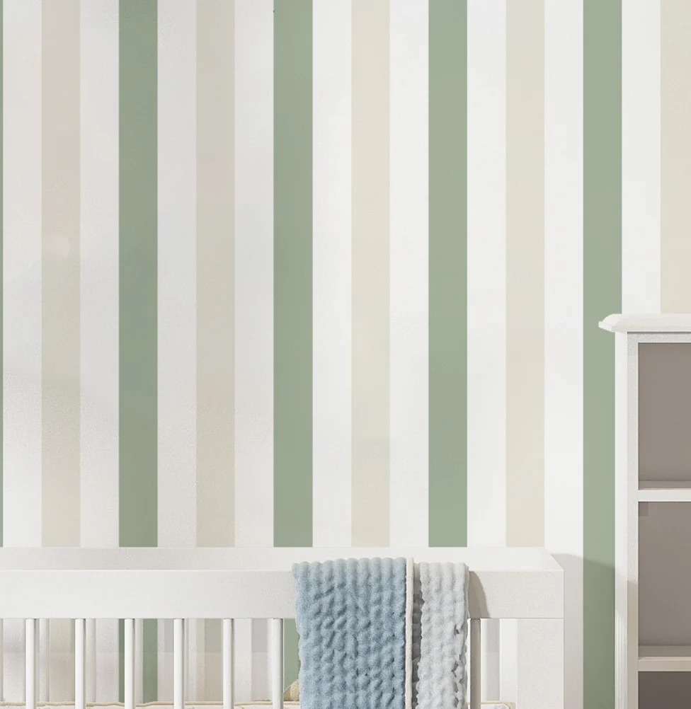 PAPEL DE PAREDE INFANTIL LISTRA BENTO VERDE E BEGE - Image 3