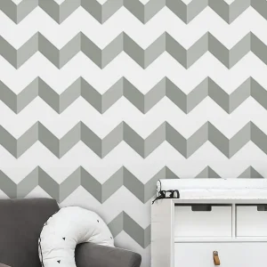 Papel de Parede Infantil Chevron Cinza Claro