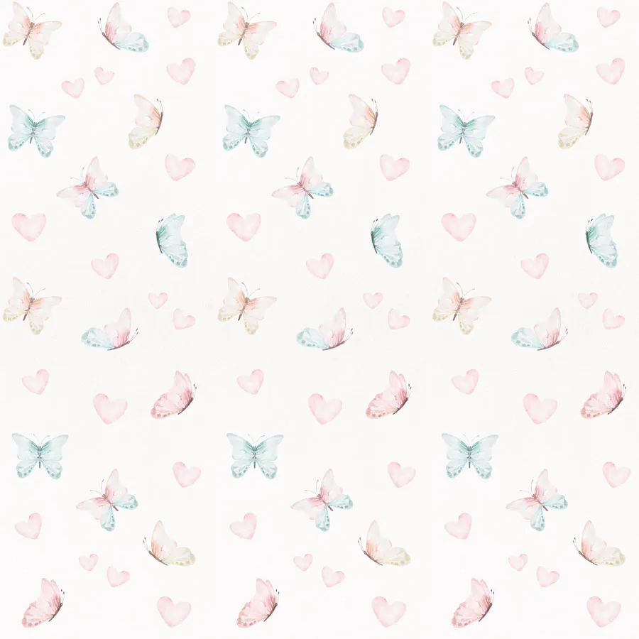 Papel de Parede Infantil Borboleta e Corações Aquarela - Image 4