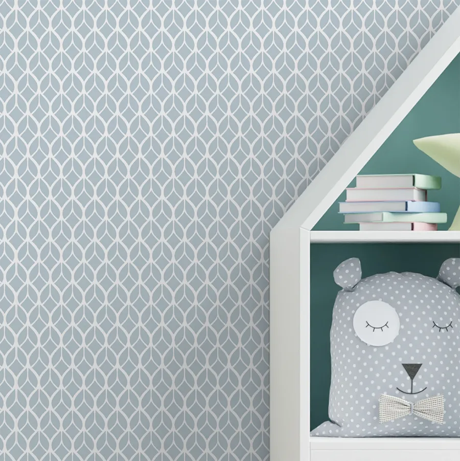 Papel de Parede Infantil Folhas Azul Claro - Image 3