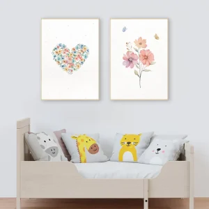 Conjunto com 2 quadros flores paris candy moldura filete pinus