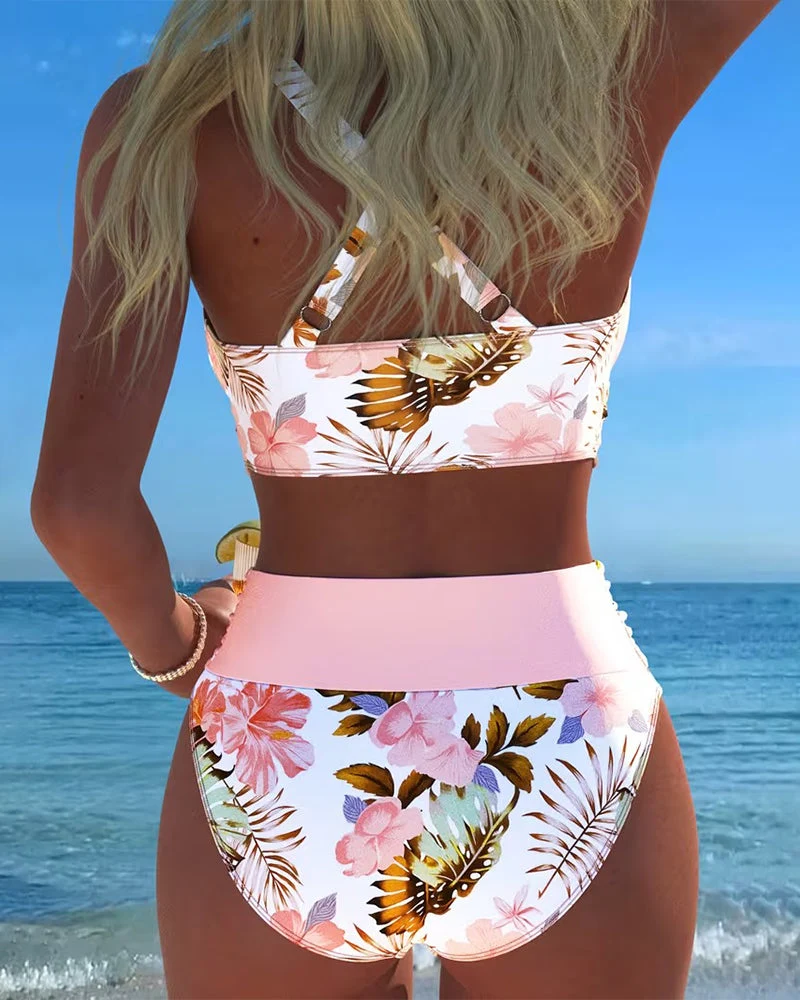 Lorena - Biquíni com estampado floral contrastante e fenda - Image 9