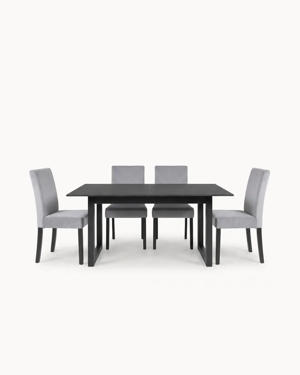 Pack mesa extensível AUSTIN + 4 cadeiras JULE com costas bordadas
