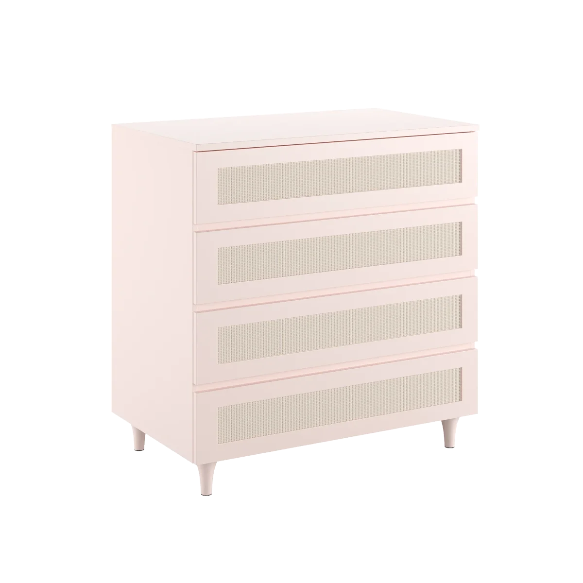 Cômoda Haus Nature com Palha e 4 Gavetas (90cm) - Rosa Claro - Image 4
