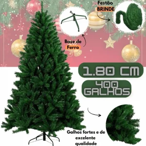 Árvore de Natal Pinheiro Premium 1,80m - Fácil Montagem e Brinde Exclusivo