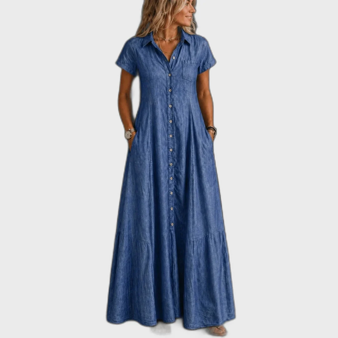 Eliza - Vestido de Denim Longo