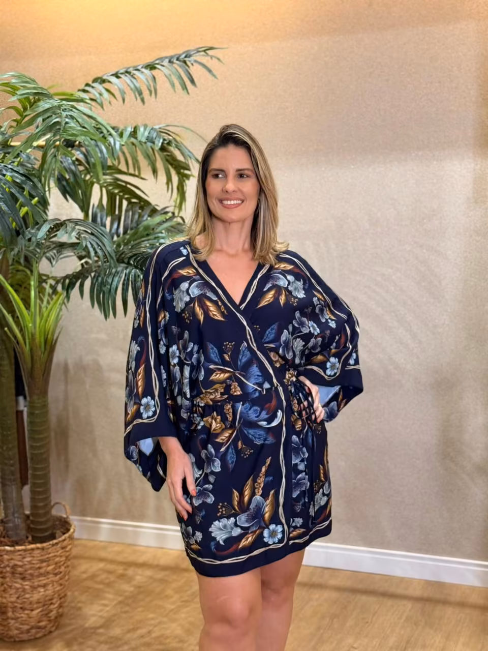 Vestido Curto Floral Maye Azul