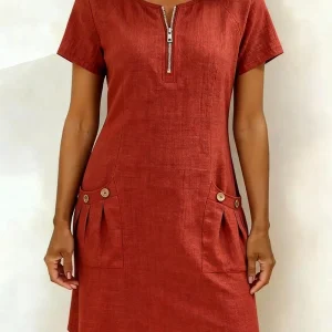 Marta - Vestido em Algodão com Fecho de Correr