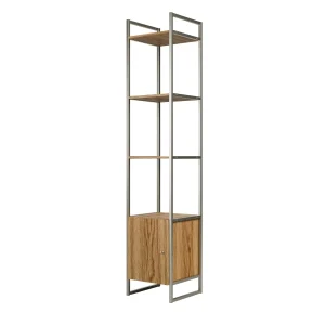 Estante com 3 Prateleiras 1 Porta Voss 40cm Freijó com Champanhe