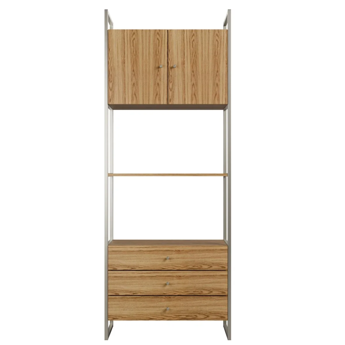 Estante com 3 Gavetas 2 Portas Voss 75cm Freijó com Champanhe - Image 4