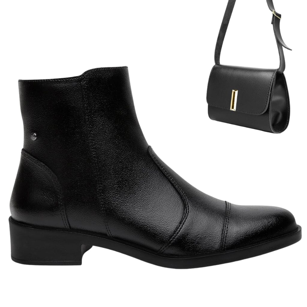 Kit Coturno Feminino Cano Curto em Couro Legítimo Montaria + Bolsa – Conforto e Estilo Casual