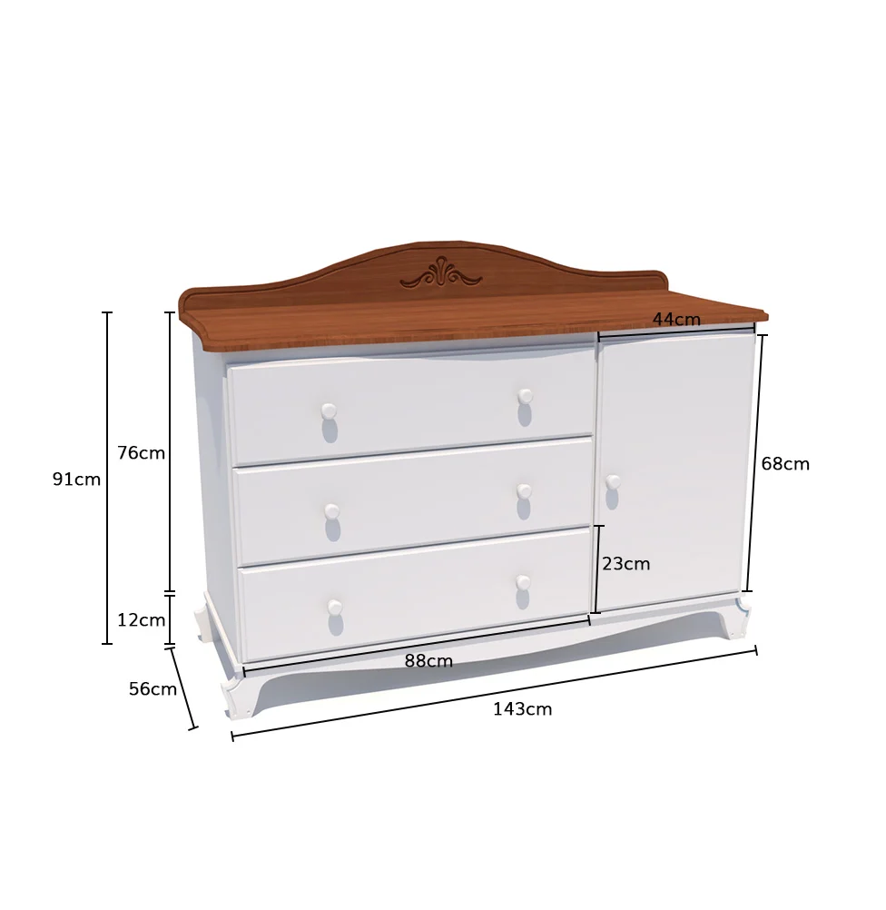 Cômoda Nóbile Branco e Madeira com Porta - Image 3