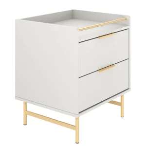 Mesa de Cabeceira 2 Gavetas com LED Yves