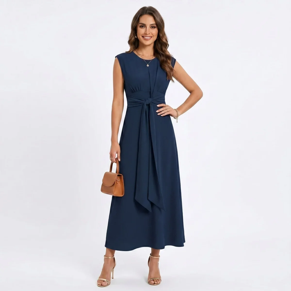 Emilia - Vestido maxi elegante sem mangas e gola redonda - Image 3