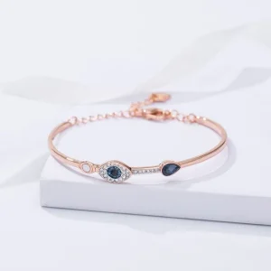 Pulseira Folheada a Ouro 18K Feminina Olho Turco Azul